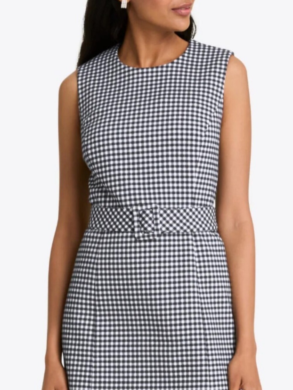 Draper James Black and White Gingham Belted Mini Dress